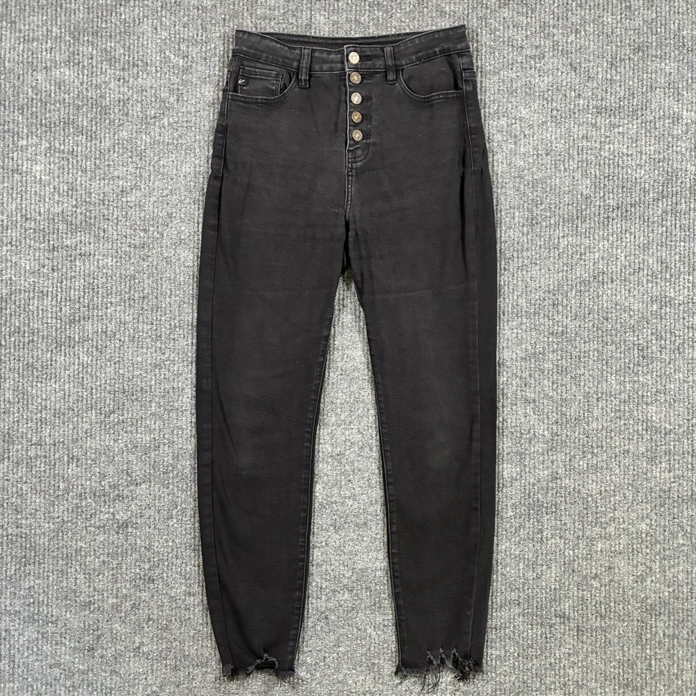 KanCan‎ Womens Jeans Size 7/27 Black Denim Raw Hem Button-Fly High Rise